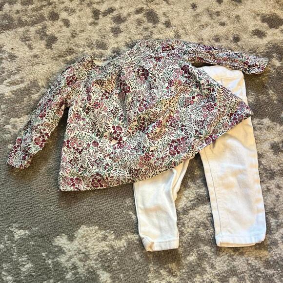 Baby Gap - Carter’s Girls' Two-Piece Outfit Blouse & White Jeans 6 Months - Picture 1 of 8